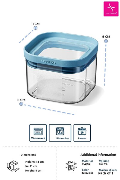 Prima Nova Seoul Dry Food Storage Container 550 ml - 11 X 11 X 8 cm
