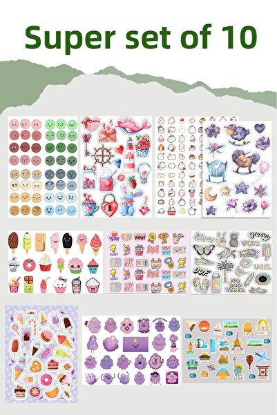 LiyaCraft Σετ χαριτωμένων αυτοκόλλητων 10 σελίδων - Κατάλληλο σετ για Planner...