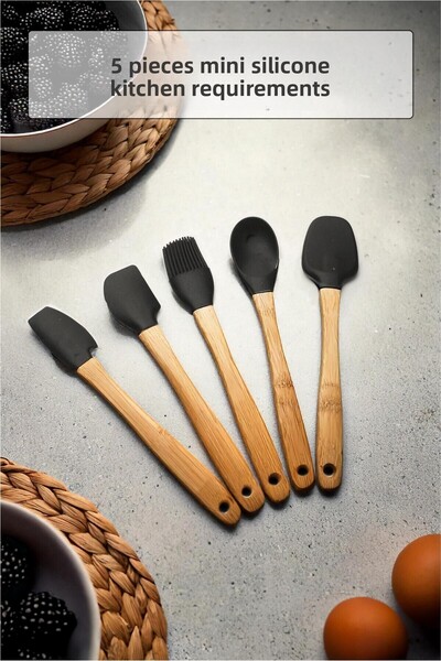 EWs 5 Piece Bamboo Handle Mini Supatula Set