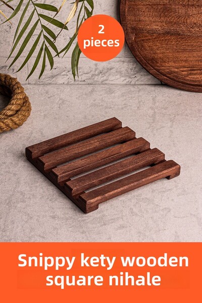 Snippy Kety - 2-Piece Wooden Square Trivet