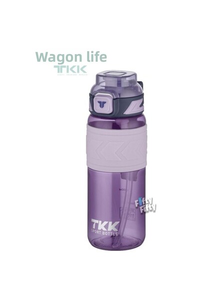 Vagon Life Tkk - قارورة تريتان أرجوانية سعة 600 مل مع مصاصة T-1019