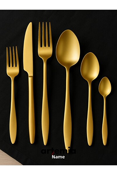DMR LİFE Gold Dine 30 Piece Fork Spoon Knife Set |   Matte Gold |   6 People |   18/10 Stainless Steel