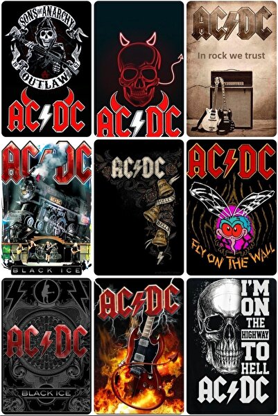 owl bag مجموعة بطاقات صور ميتاليكا-إيه سي دي سي بتصميم منقوش صغير مكون من 9 قطع