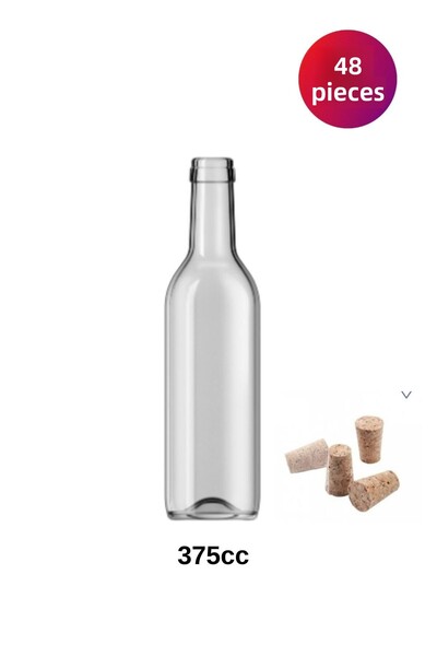 Jenisa 375cc زجاجة شفافة غطاء الفلين زجاجة زجاجية زجاجة فارغة زجاجة زيت 48 قطعة