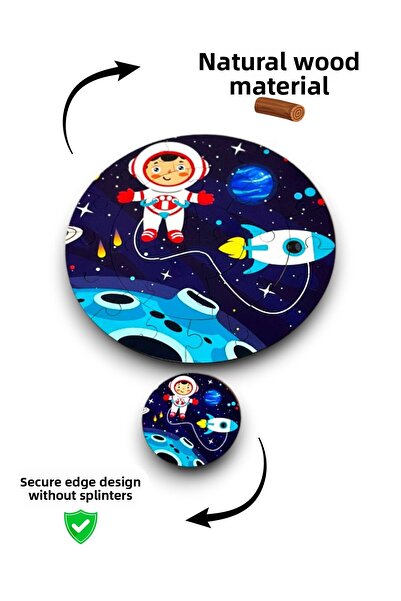 Karter İnovasyon Planets Puzzle, Wooden Solar System Puzzle, Mega Size Space Puzzle, Educational Puzzle