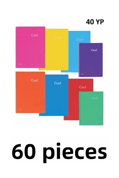 KESKİN COLOR 60 Pieces A4 Cool Spiraled 40 Sheets Lined Notebook