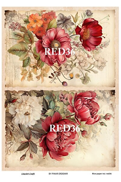 LİNEART ورق تزيين الأرز RED36 - 29x42 سم