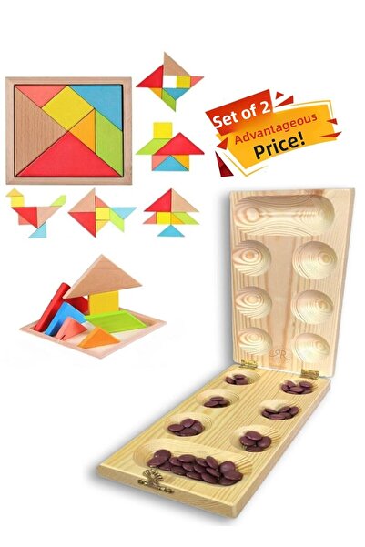 Hyd مجموعة مزدوجة من خشب المانجالا والتانجرام لتطوير الذكاء وألعاب الإجهاد