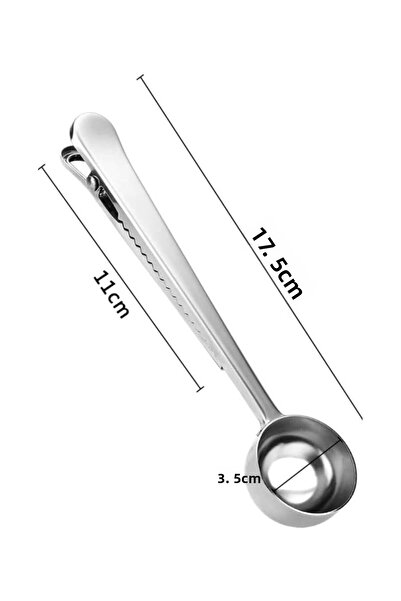 elfnur 1Pcs Stainless Steel Coffee Scoop Multifunctional Clip Kitchen Flour Sugar Measure Coffee Scale