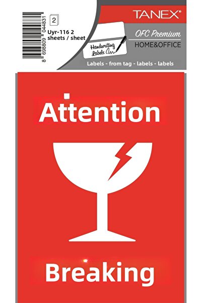 Tanex Uyr-116 Atenție poate fi spartă Etichetă de avertizare Pachet de 2