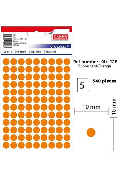 Tanex Ofc-128 10 Mm Fosforlu Yuvarlak Turuncu Etiket