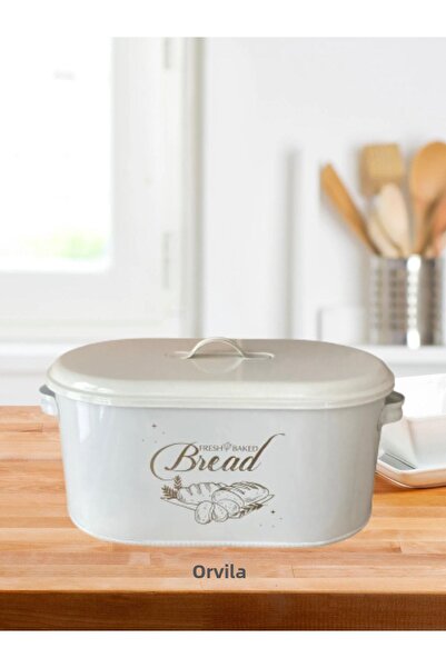Orvila Luxury Bread Bowl with Metal Cover - White