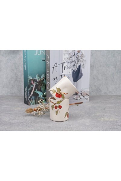 Melouro Raspberry Set of 2 Handmade Ceramic Cups with Handles, Mug