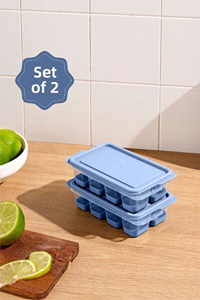 Vienev Blue Silicone Ice Mold - 2 Pack, 8 Compartments