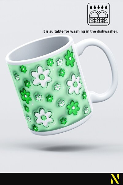 nilizma Daisy Flower Patterned Colorful Mug – 330 ml Mug |   Stylish and Durable Design