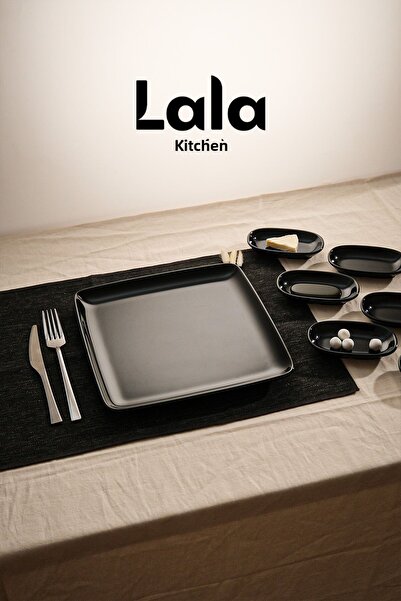 Lala Mutfak Kavi Square Serving Plate Set of 3 (26 cm - Stylish, Durable, Food and Presentation Plate)