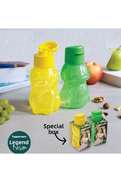Tupperware Eco Bottle 350ml Yellow Lion and Green Frog Set of 2 Water Bottle Water Bottle