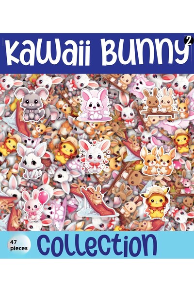 cakaybu Set de 47 de autocolante cu tema Kawaii Sea Bunny (Iepure) 1 foaie A4