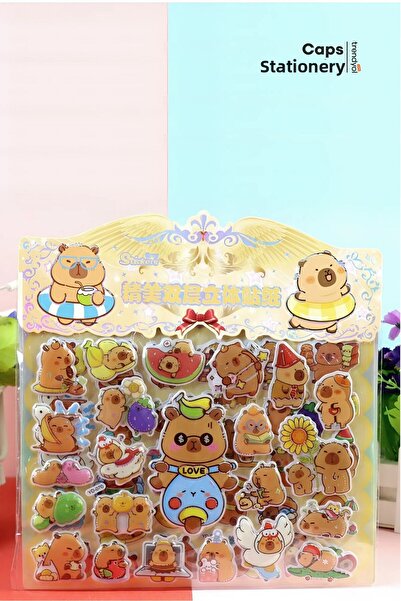 caps office Set de autocolante 3D cu tematică Capybara, 56 bucăți, 2 foi – Ag...