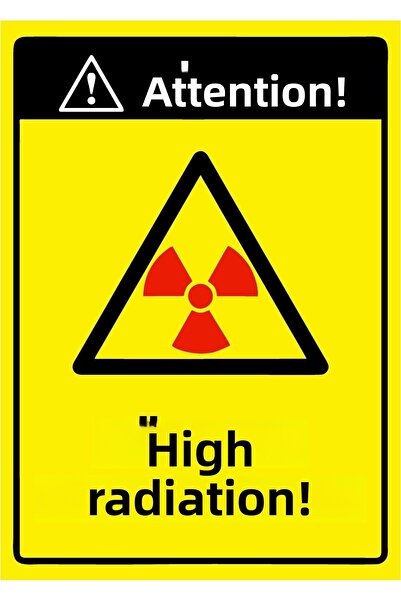 ZiPrinter انتبه! إشعاع عالي! لافتة تحذير من مادة PVC مقاس A4 21x30 سم