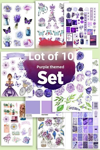 LiyaCraft Σετ αυτοκόλλητων 10 τεμαχίων με θέμα το μωβ, κατάλληλο για το Agend...