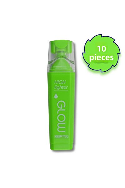 Gıpta Glow Cut Nib Neon Green Highlighter 10 Pieces