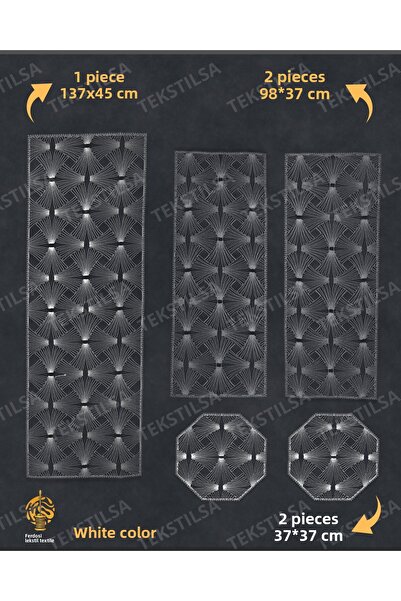 Tekstilsa Luxury Runner Salon Room Masă de cafea Set de fețe de masă Set de z...