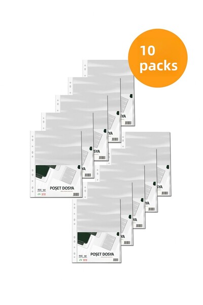 ANI OFİS KIRTASİYE A K Transparent Bag File 100 Pieces - 10 Pack - Perforated, Folder Compatible (A4)