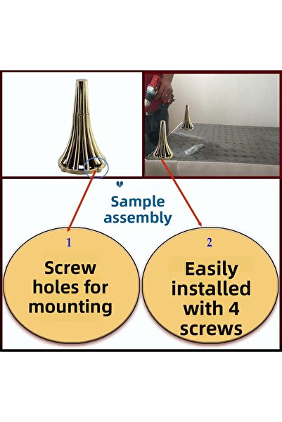 Badem10 (4 Pcs) Istanbul 16 cm Gold Gold Furniture Sofa Armchair Tv Unit Console Leg Foot Feet