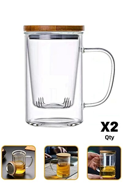 Berdina Home كوب 600 مل - كوب زراعي مزدوج الطبقات مع مصفاة زجاجية وغطاء من ال...