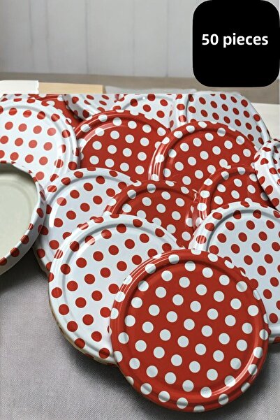 CocoVia (50 Pieces) Polka Dot Metal Jar Lid - Standard Canning, Jar Lid