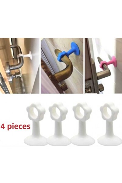 lawrenceshop Set de 4 ventuze albe, opritor pentru mânerul ușii, dispozitiv d...