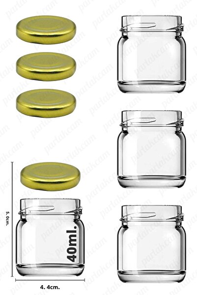 parlakcam 3Pcs Mini Glass Jar, 40ml for Food, Wedding and Henna Confectionery