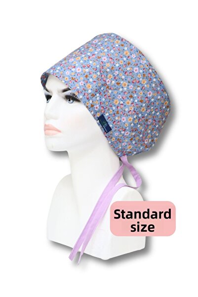 doktorbonem Șapcă chirurgicală standard cu model de flori crocante albastru indigo, șapcă pentru medic, asistentă, îngrijitor medical
