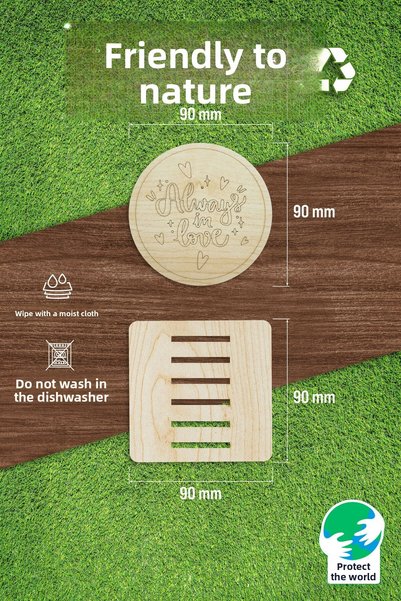 Home Set of 6 Special Design Wooden Coasters and Stands