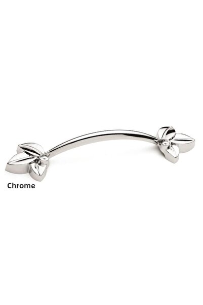 EYM Defne Mobilya Cabinet Drawer Handle Floral Chrome-128 Mm (12.8 Cm)