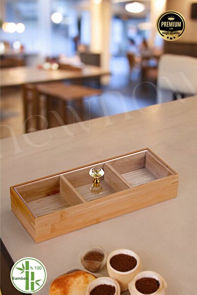NEWNOW Bamboo 3 Compartment Nuts Jewelry Storage Plate - Organizer
