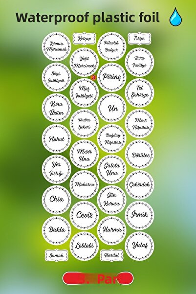 ENGINPRINT Transparent 107 Pieces Spices-Pulses-Nuts Jar Label-sticker - Watercolor Heart Sticker Gift