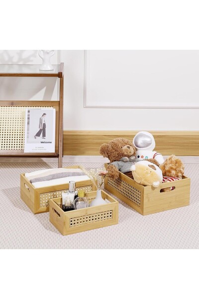 ALLEGRI 3 قطع من الخيزران المنظم للحمام والمطبخ وسلة الخبز وصندوق تخزين