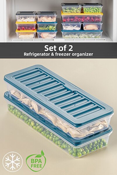 Meleni Home 2-Piece Microwave Compatible Food Storage Container - Petrol 2 x 1170 ml