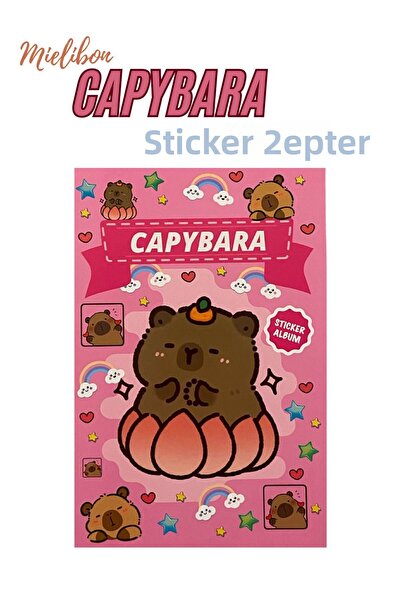 Mielibon Caiet de autocolante Capybara 16 coli 208 Caiet de autocolante