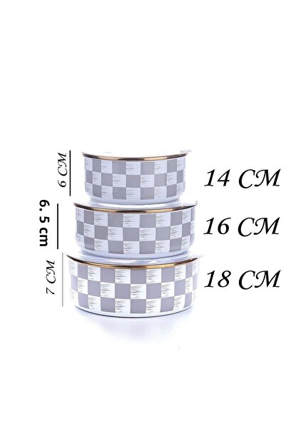 Altabi حاوية تخزين وتدفئة مطلية بالمينا باللون الرمادي مقاس 3