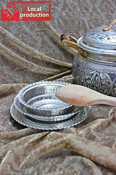 GÜR BAKIR Copper Inside-Outside Pewter Beyran Plate Copper Dinner Plate