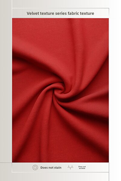 MARİTSA 6-Piece American Service - Velvet Textured Series Red Carefree (Stain-Proof and Wrinkle-Proof) 35X45Cm