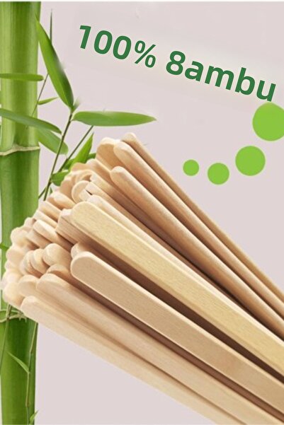 Özkan Ambalaj Temizlik 400 قطعة من خلاط القهوة والشاي الخشبي من الخيزران