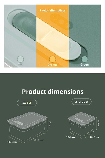 Vienev Adjustable 4'H Air Channel Vegetable and Fruit Storage Container 2X2,35-5 Lt Green