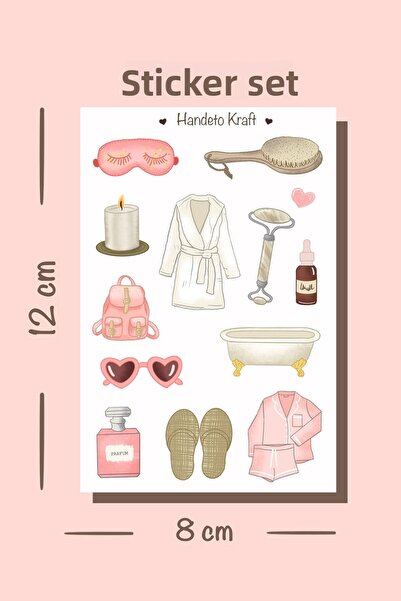 Handeto Kraft Set de autocolante cu tematică de îngrijire roz, autocolant, al...