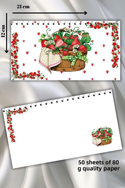 daily notebook 50 Sheets Strawberry Basket Notebook - 22*12 cm Memo Pad, Spiral