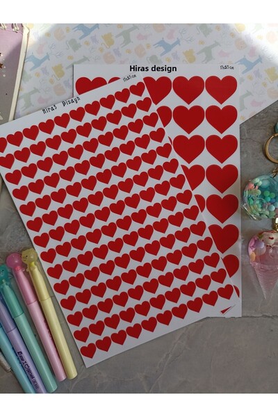 Hiras Dizayn أوراق ملصقات على شكل قلب ملصقات ملصقات مخصصة 180 قطعة 17 × 25 سم 2 ورقة