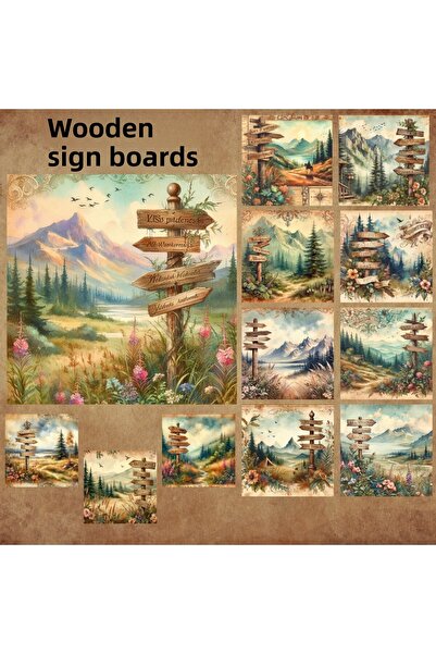 Pink Swan Craft Semn din lemn de epocă - Set de etichete autocolante pentru p...